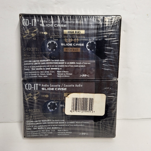 2 Pack Sony CD-It High Bias Audio Cassettes - 90 minutes slide case sealed new - Picture 2 of 3